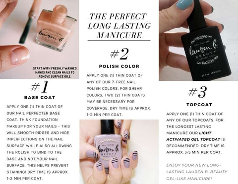 Nail Perfecter + Light Activated Gel-like Top Coat Set  - 7 free + Vegan Nail Polish - College Bath and Body