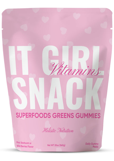 It Girl Snack - Superfoods Greens Gummies in Pink Starburst Flavor - College Bath and Body