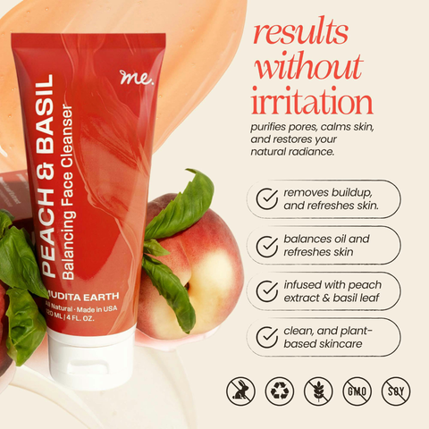 Peach & Basil Balancing Face Cleanser - College Bath and Body