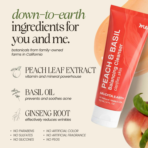 Peach & Basil Balancing Face Cleanser - College Bath and Body