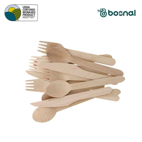 Bosnal – Wooden Disposable Cutlery Set, 6.5 inch, 100 Pcs - College Bath and Body