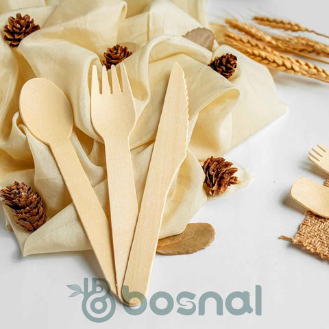 Bosnal – Wooden Disposable Cutlery Set, 6.5 inch, 100 Pcs - College Bath and Body