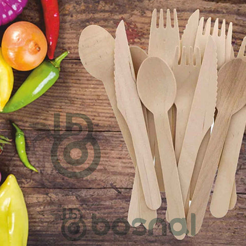Bosnal – Wooden Disposable Cutlery Set, 6.5 inch, 100 Pcs - College Bath and Body