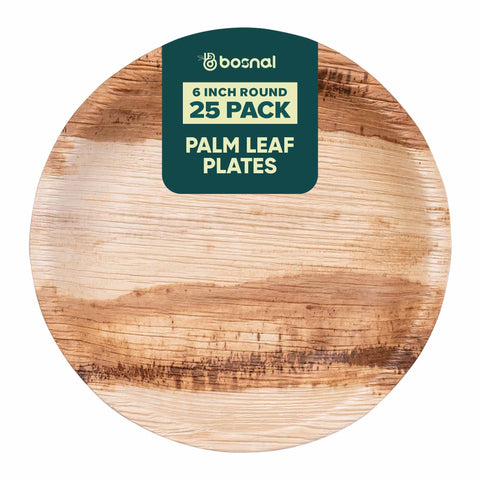Bosnal - Palm Leaf Biodegradable Plates, 6 inch, Round - College Bath and Body