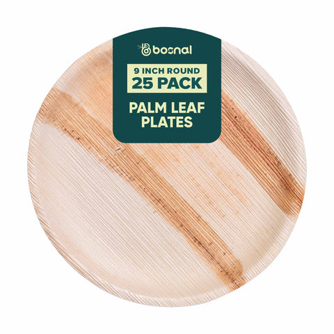 Bosnal - Palm Leaf Biodegradable Plates, 9 inch, Round - College Bath and Body
