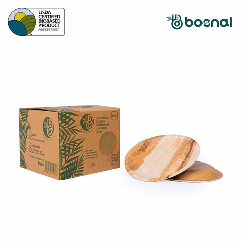 Bosnal - Palm Leaf Biodegradable Plates, 6 inch, Round - College Bath and Body
