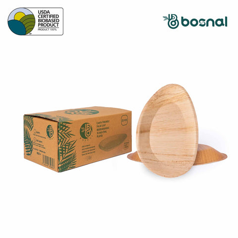 Bosnal - Palm Leaf Biodegradable Plates, 10 inch, Oval - College Bath and Body