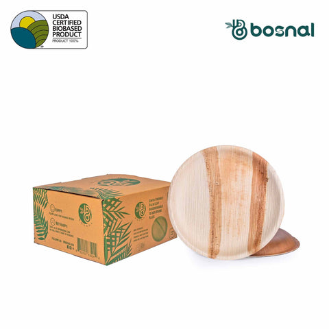 Bosnal - Palm Leaf Biodegradable Plates, 10 inch, Round - College Bath and Body