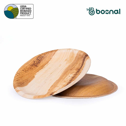Bosnal - Palm Leaf Biodegradable Plates, 6 inch, Round - College Bath and Body