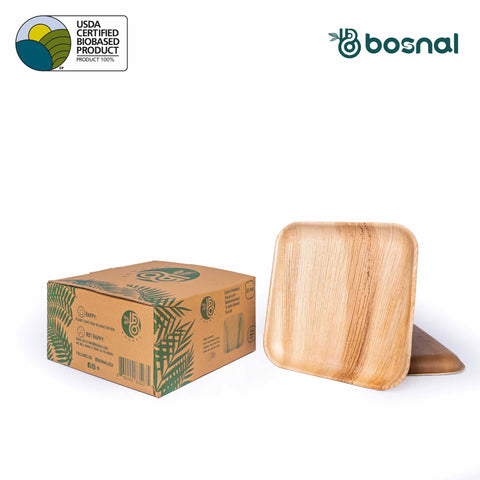 Bosnal - Palm Leaf Biodegradable Plates, 10 inch, Square - College Bath and Body