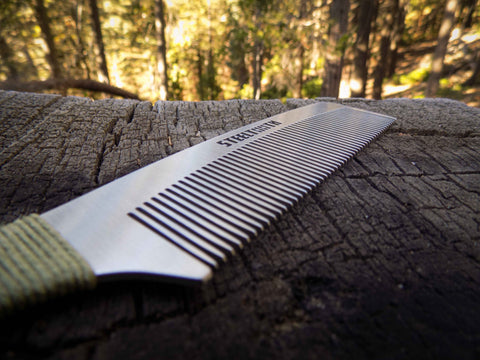 Hemp Cordage Handle Steeltooth Comb - Earth Tones - College Bath and Body