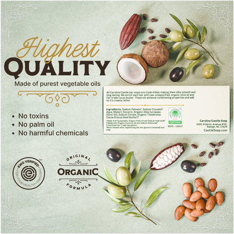 Castile Bar Soap - Gentle Unscented - College Bath and Body