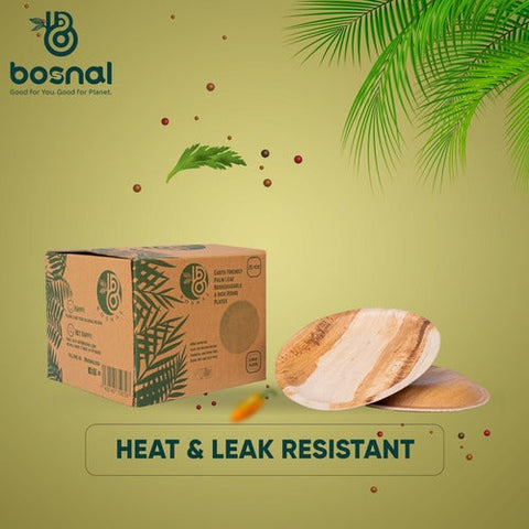 Bosnal - Palm Leaf Biodegradable Plates, 6 inch, Round - College Bath and Body