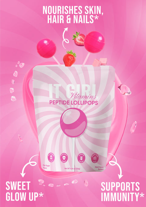 It Girl Beauty Lollipops - Collagen Peptides & Vitamin C Healthy Candy for Skin, Hair, Nails - College Bath and Body