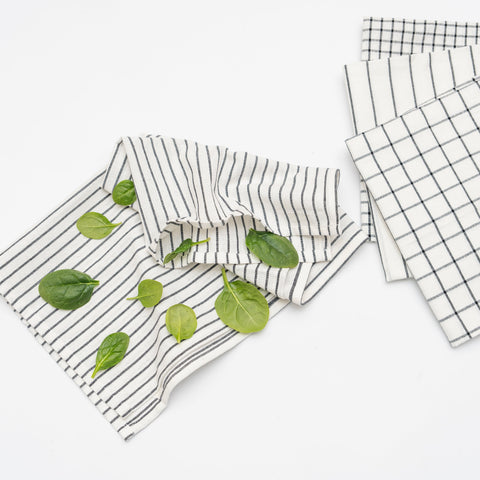 Stripe & Check Kitchen Towel Set - College Bath and Body